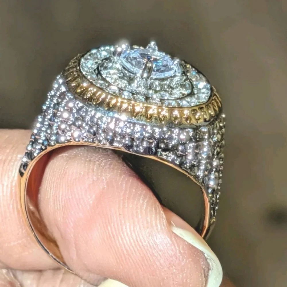 Men's 4CT Oval Cut Moissanaite Engagement BAND Dome Ring 14K Yellow Gold Plated